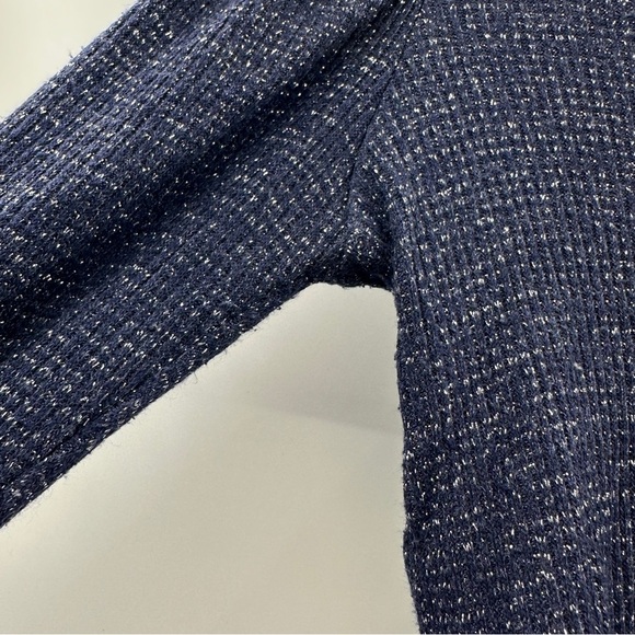 Rachel Pally Ada Navy Blue Metallic Rib Long Sleeve Mock Neck Sweater Sz M - Picture 11 of 14